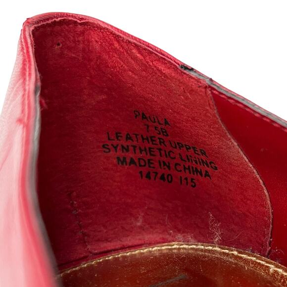 Ralph Lauren Wedges Paula Cherry Red 7.5B Leather Open Toe - Picture 8 of 11